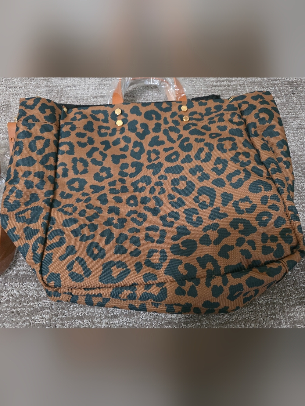 NWT Boulevard Codie Tote Purse Leopard Print Nylon With Leather Strap & Handle